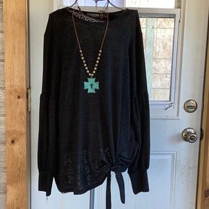 New boutique black side tie top size med